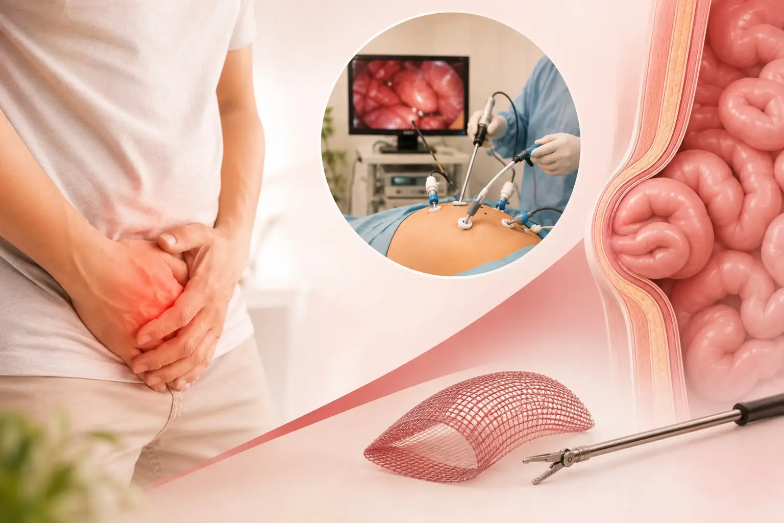 Image showing a man clutching, Hernia, Laparoscopic hernia surgery in gurgoan, hernia treatment in gurgaon,